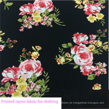 Tecido rayon estampado floral para vestido / saia de meninas
